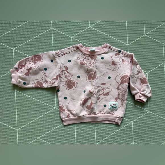 Disney|Baby girl Pink Kids Sweatshirt MINNIE MOUSE print,boxy/oversized fit•24M - Picture 3 of 4
